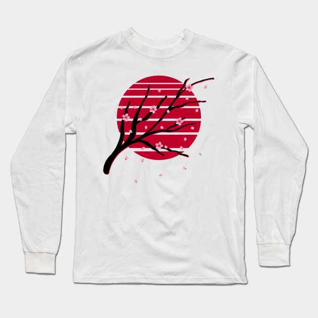 Japanese Sakura Cherry Blossom Long Sleeve T-Shirt by gogo-jr